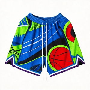 Shorts de basket-ball en mesh rayé pour homme, impression par sublimation, motif géométrique, respirant, avec cordon de serrage, shorts sportifs - Product Image 6