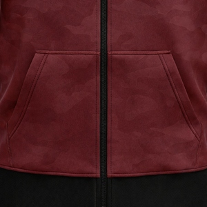 Men's Maroon Camouflage Hooded <b>Zip</b>-Up Fleece Jacket Casual Autumn Wear Regular Fit with <b>Pockets</b> and Black Trim <b>Hoodie</b> - Product Image 6