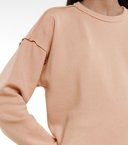 Sweat-shirt court surdimensionné à col rond en molleton bouclette à ourlet brut pour femme – Collection personnalisée - Product Image 5