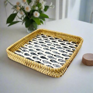 European Design Mother Pearl Rattan Multifunction Serving Tray Tableware Decor for Kitchen Household Snack Storage Tea Tray - Product Image 4