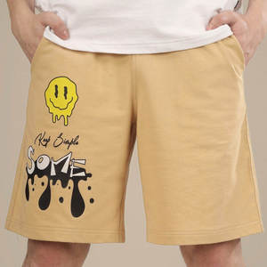 Shorts de survêtement décontractés pour homme, couleur beige unie, taille élastique, streetwear, mode été, 100% coton - Product Image 5