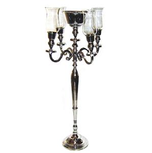 New Romantics 5 Arm Metal <b>Candle</b> Holder 4 Arm Glass Funnel Candelabra Retro <b>Candle</b> Stand for Candlelight <b>Dinner</b> Table Decorative - Product Image 3