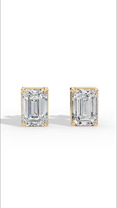 Prestige <b>Emerald</b> Cut Solitaire Lab Grown Diamond <b>Stud</b> Earrings 18K Gold Luxury Fine Jewelry Bridal Anniversary Supplier - Product Image 6
