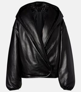 Blouson Bomber Noir en Cuir pour Femme, Style Oversize Enveloppant, Manteau Rembourré Hiver, Vêtement d'extérieur Décontracté USA - Product Image 1