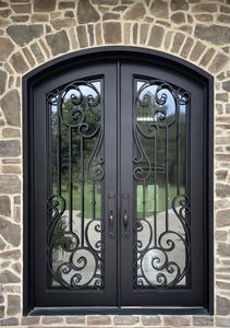 Puertas de Entrada de Acero de Lujo para Casas, Diseños Personalizados de Metal y Hierro, Puertas Dobles Arqueadas para Jardín con Acabado Impermeable - Product Image 5