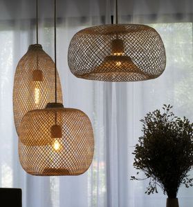 Abat-jour en rotin et bambou élégant, tissé à la main, design moderne, fabriqué au Vietnam par VIFARMEX - Product Image 2