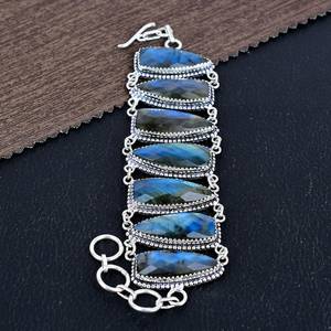 Faceted Blue Labradorite <b>Bracelet</b> 925 Sterling <b>Silver</b> Boho Jewelry Handmade Gemstone <b>Bracelet</b> Unique Spiritual Energy For Women - Product Image 2