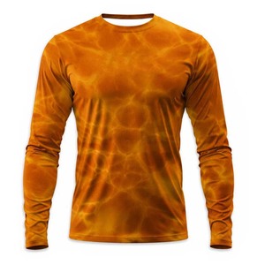Camiseta de Pesca de Manga Larga para Hombre, con Protección Solar UPF 50, de Secado Rápido, Color Naranja, con Estampado por Sublimación - Product Image 1