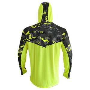 Chemise de pêche à manches longues pour homme, à capuche, imprimé camouflage, séchage rapide, UPF 50, haut de sport d'extérieur, vert noir - Product Image 4