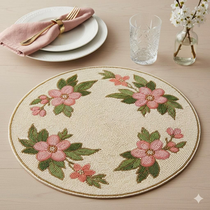Handmade Needlework Beaded Round Placemat Luxury Bead Table <b>Mat</b> for Dining Table Decor - Product Image 3