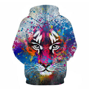 White Tiger Print <b>Animal</b> <b>Pattern</b> Casual Winter Wear Regular Fit <b>Knitted</b> Polyester Hoodie - Product Image 6