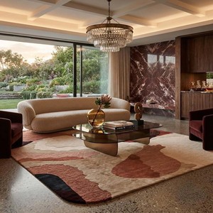Tapis contemporain abstrait, tapis moderne tufté à la main, tapis design à motifs organiques, salon, chambre à coucher, décoration de sol de luxe pour la maison - Product Image 2