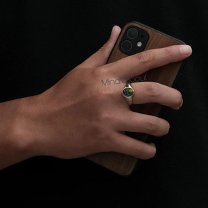 Élégante bague en Moldavite de qualité A provenant de Chlum, République tchèque |   Argent sterling 925 plaqué or |   Bijoux en pierres précieuses naturelles certifiées - Product Image 4