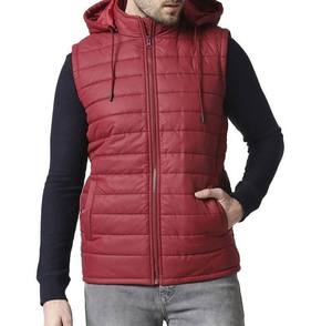 Wholesale Men's Hooded Bubble Vest Solid Color Sleeveless <b>Waistcoat</b> Zipper Winter Warm Down - Product Image 3