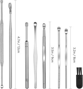 Kit professionnel de nettoyage d'oreilles en acier inoxydable avec curettes à double extrémité, sûr pour le nettoyage des oreilles - Product Image 5