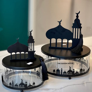 ถาดโลหะสีทองสำหรับตกแต่งบ้านและเสิร์ฟแขกในช่วงรอมฎอนและเทศกาลอีด ดีไซน์พิเศษสำหรับพิธีกรรมแบบดั้งเดิม - Product Image 4