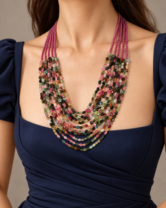 Collier de perles en tourmaline naturelle et rubis - Product Image 2