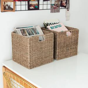 Foldable <b>square</b> seagrass <b>basket</b> Handmade Storage <b>Basket</b> Wholesale eco-friendly Made in Vietnam - Product Image 4