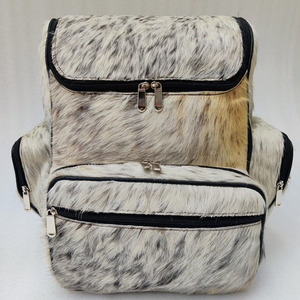 Premium cowhide leather hair on student <b>backpack</b> wholesale supplier OEM custom branding export school bags for sale in low price - Product Image 1