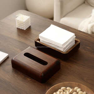 Boîte à serviettes rectangulaire en bois avec incrustations pour un décor élégant et une organisation quotidienne des tissus à la maison ou au travail - Product Image 1