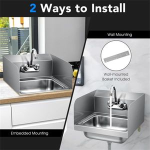 Rubinetto Moderno da Parete in Acciaio Inox Spazzolato con Scarico a Foro Singolo per Villa, Appartamento, Ristorante, Hotel, Caffetteria - Product Image 6