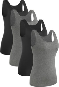 Débardeur de sport pour femme en dentelle, couleur unie, sans manches, col rond, tricoté, respirant, écologique, décontracté, noir et blanc, lot de 4 - Product Image 5