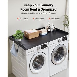 Topper per Lavatrice e Asciugatrice in Marmo 54 x 27,5 Pollici con 2 Ganci, Resistente all'Acqua, per Ripiano Superiore e Stoccaggio a Parete - Product Image 2