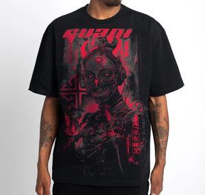 T-shirt graphique gothique surdimensionné personnalisé, imprimé crâne Hip Hop, vintage, unisexe, en coton épais, T-shirts personnalisés de qualité supérieure - Product Image 3