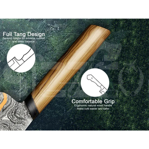 OEM Custom Copper Damascus Steel Razor Sharp Blade Knife Handmade <b>BBQ</b> Meat Carving Chef Knife Olive Wood Handle Ideal Gift - Product Image 4