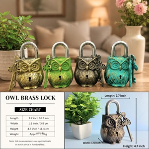 Heavy Duty Brass <b>Padlock</b> Standing Owl Shaped Master Key Security Lock OEM Custom Logo Industrial Gate Storage Best Selling - Product Image 2