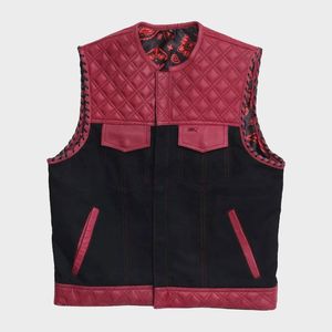 Hunt Club เสื้อกั๊กหนังลายเพชรคู่ MC Club สำหรับนักขี่มอเตอร์ไซค์ - Product Image 1