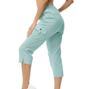 Pantalon Capri Streetwear de Haute Qualité avec Logo Personnalisé, Taille Élastique, Devant Plat, Polaire, Multi-Poches, Respirant, pour Femmes - Product Image 5