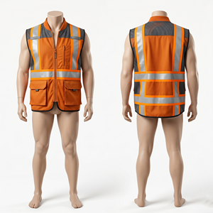 Gilet de sécurité en maille polyester premium 120 GSM, jaune fluo, orange, panneaux réfléchissants, logo personnalisé - Product Image 3