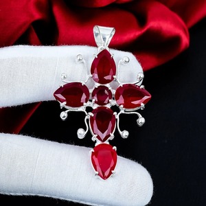 Hermoso Colgante de Piedra Preciosa Rubí, Plata de Ley 925, Engaste de Bisel Hecho a Mano, Joyería Boho Antigua, Regalo de Aniversario para Mujer - Product Image 4