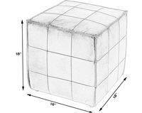 Pouf ottoman en cuir design avec rembourrage contemporain, structure en bois massif, confortable pour hôtel