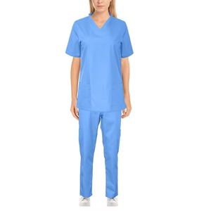 Nursing Uniform Sets Women's Fashion Lace-up Waist Short-sleeved Elastic Overalls <b>Scrubs</b> Nurse Uniforms for Hospital Top & Pants - Product Image 1