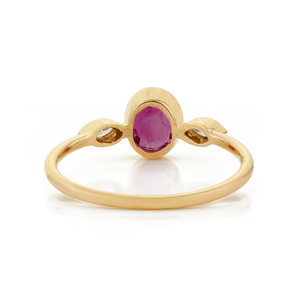 Latest Design Bezel <b>Set</b> Ruby & Diamond Handmade Three Stone <b>Ring</b> For Women's Bulk Precious Gemstone 18K Yellow <b>Gold</b> Jewelry - Product Image 6