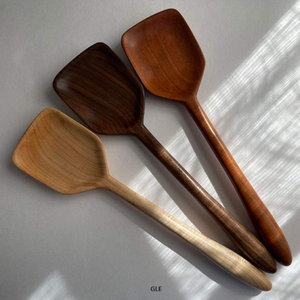 Juego de utensilios de cocina de madera de acacia natural, cucharas, espátulas, cucharones, utensilios de cocina antiadherentes, hechos a mano, duraderos, ecológicos, de madera - Product Image 4