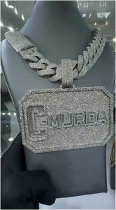 Nuevo Collar Personalizado con Nombre, Estilo Hip Hop, Colgante Cuadrado Pequeño, Plata, Moissanita, Joyería Hip Hop - Product Image 2