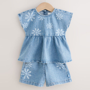 Conjunto de 2 Piezas para Bebés Niñas, Camiseta de Manga Corta y Pantalones Cortos con Estampado Floral, Ropa de Verano Transpirable con Cuello Redondo - Product Image 3