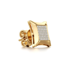 Pendientes de tuerca con diamantes cultivados en laboratorio, corte brillante, engaste pavé, oro macizo de 14K, chapado en rodio, certificado IGI, modernos, unisex, para fiesta - Product Image 6