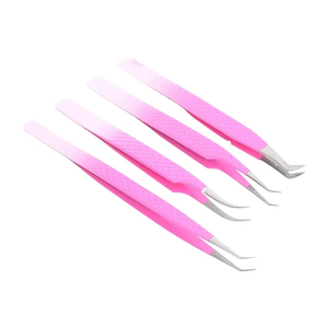 Ensemble de 4 pinces à cils de précision antistatiques de haute qualité Diamond Grip en acier inoxydable pour extensions de cils - Product Image 4