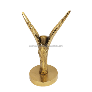 Décoration de table en forme de palmier en aluminium métallique plaqué laiton - Product Image 3