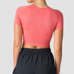 Fitness Wear Top New <b>Athletic</b> Summer Sports T-Shirt Slim Fit Compression Best Quality Cotton Rib Material Crop Top Shirt - Product Image 5