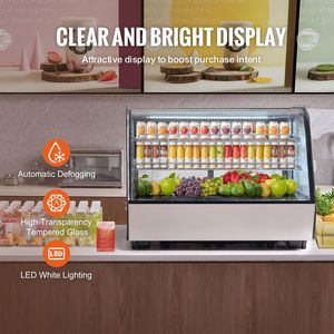 Commercial 5 Cu.Ft./146L Countertop 2-Tier LED Lighted Pastry Display <b>Refrigerator</b> Refrigerated Display Case - Product Image 3