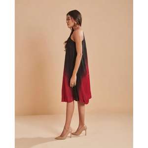 Robe longue asymétrique ombrée pour femme, élégante, sans manches, taille naturelle, lavable, pour soirée - Product Image 3