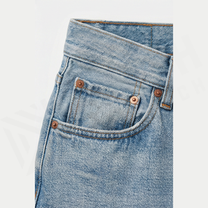 GENERSA SPORTS Jean droit pour homme en denim léger et respirant de haute qualité, style hip-hop automne, fermeture éclair unie, taille basse - Product Image 5
