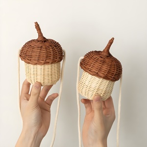 Cestas de ratán natural para niños, bolsos de hombro con forma de bellota, buen precio, juguetes y accesorios para niños - Product Image 5