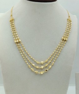 Elegante collar de cuentas doradas de varias capas para mujer, joyería nupcial tradicional para fiestas, diseño de cadena larga con estilo - Product Image 1