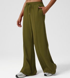 Pantalon de sport décontracté taille haute pour femme, style européen et américain, automne-hiver, yoga, coupe droite, fermeture éclair, polyester/coton, écologique - Product Image 4